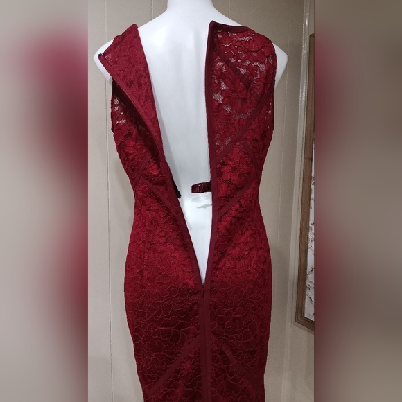 Gorgeous Burgundy Lace Cocktail Dress Sz 12 - Picture 5 of 12